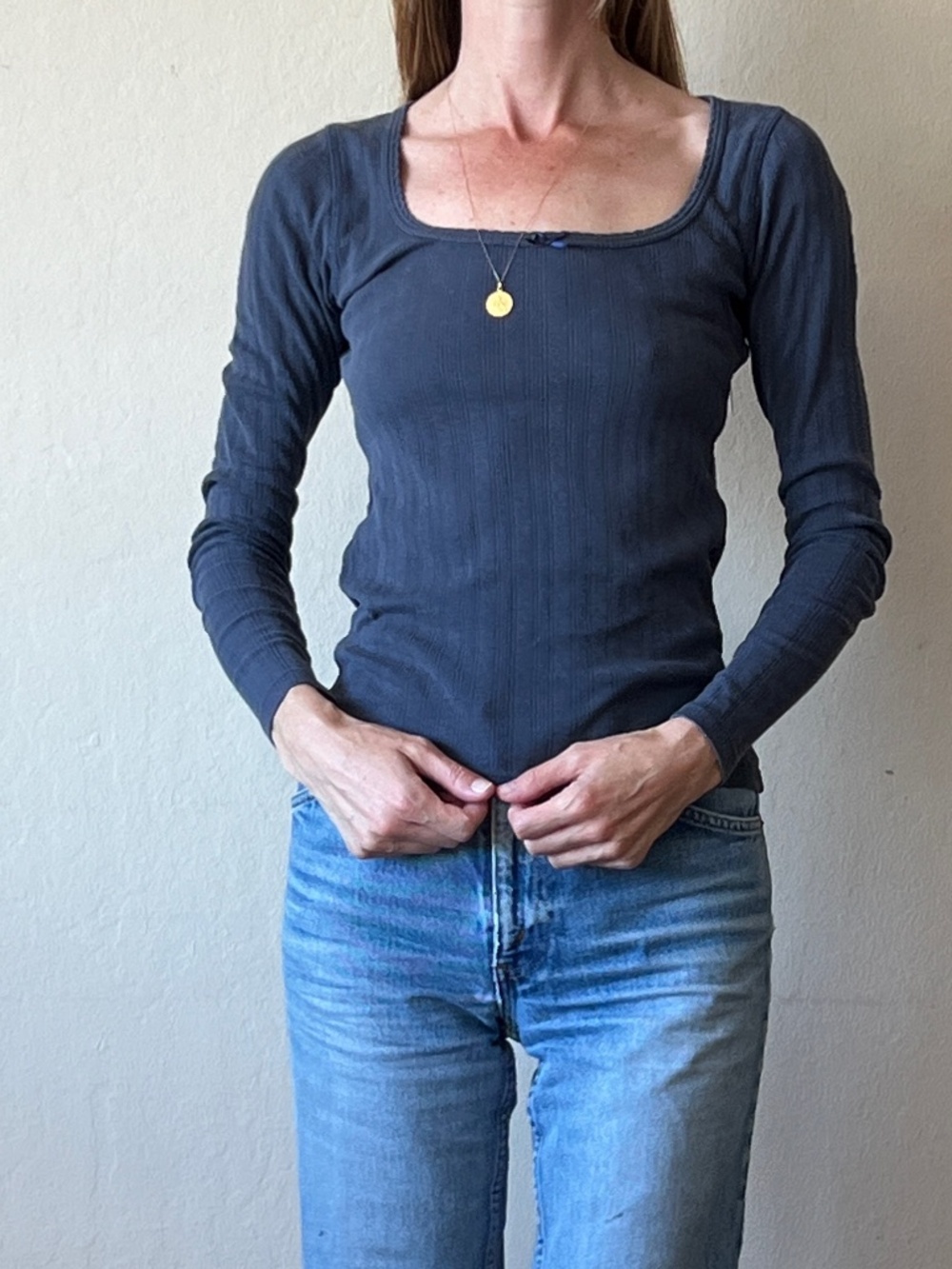 Doen pointelle cotton top XS